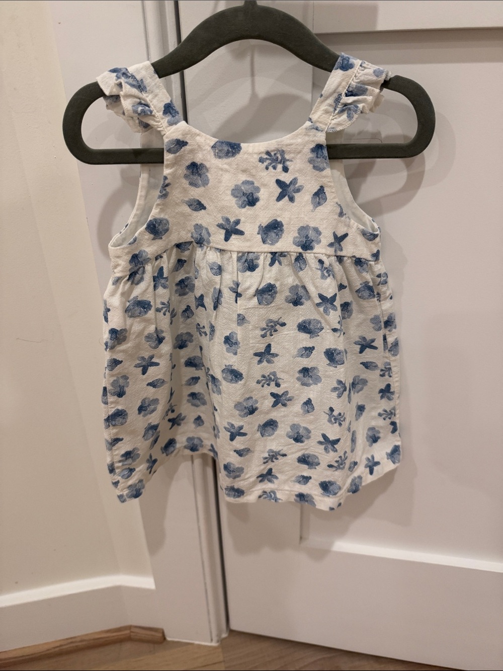 Zara dress with Blue oceanic Print and Ruffle Straps